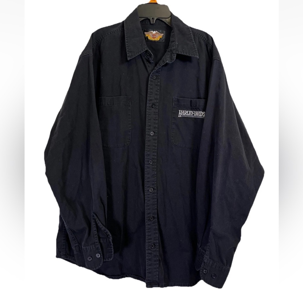 Harley-Davidson Men's Two‎ Pocket Long Sleeve Woven button Up Top L Workwear
